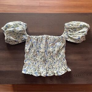 Abercrombie & Fitch Green Off the Shoulder, Smocked Top (Size XS)